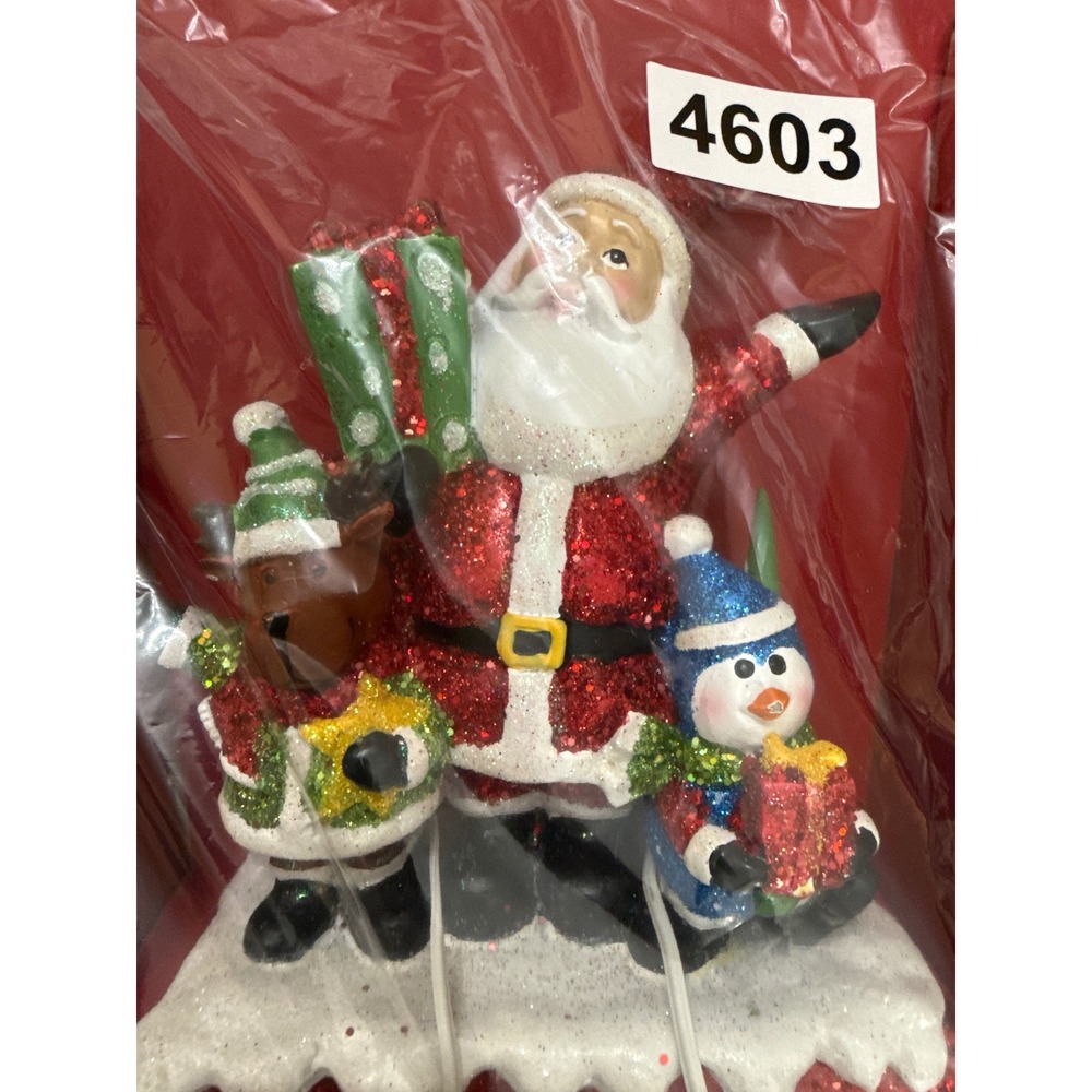 Christmas Santa Reindeer Penguin Glitter Figurine Holiday Tabletop Decor 4603